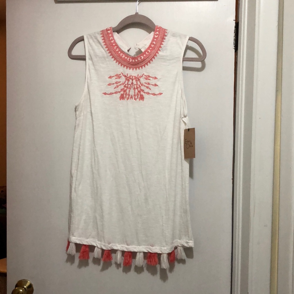 NWT Pink Sleeveless Tassel Tee